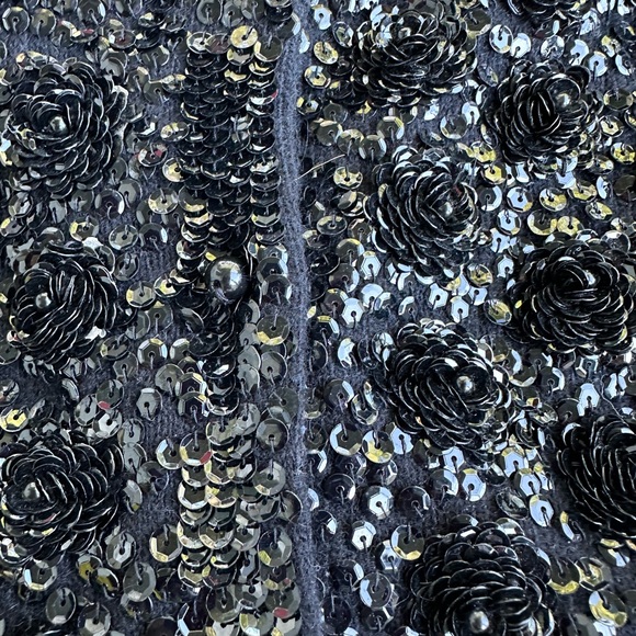 VIVIEN FOREST BLACK BEAD/SEQUIN cardigan EMBELLISHED LINED SZ MEDIUM SO SOFT!! - Picture 10 of 16